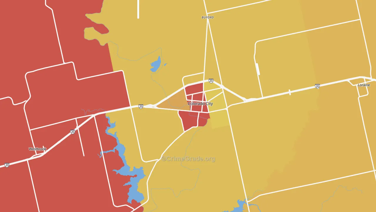 Colorado City, TX Map of Assault Rates