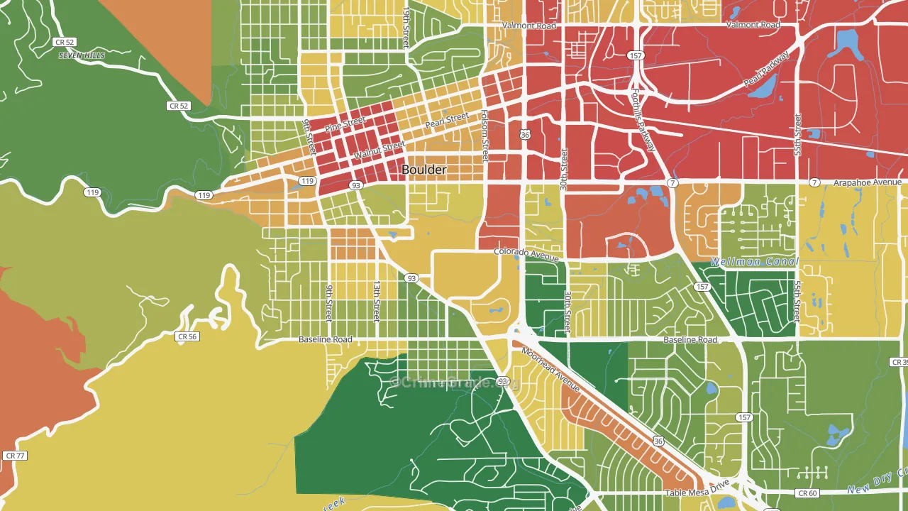 Colorado University, Boulder, CO Map of Assault Rates