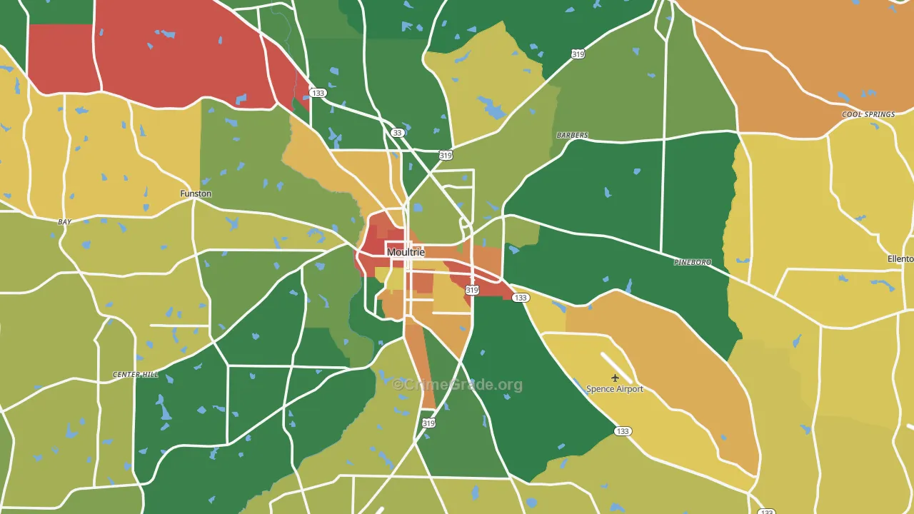 Colquitt County, GA Map of Assault Rates