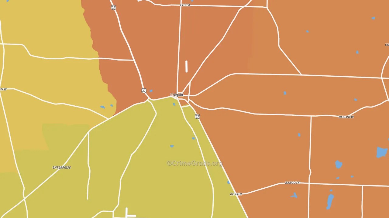 Colquitt, GA Map of Assault Rates