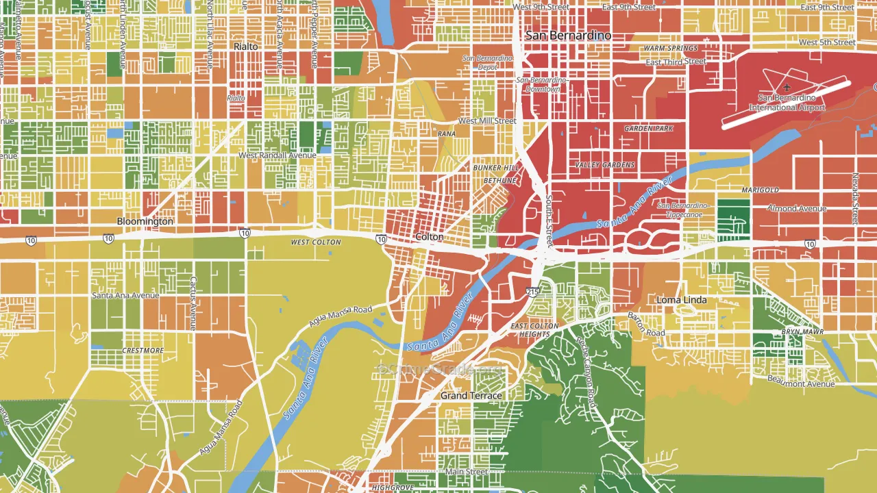 Colton, CA Map of Assault Rates