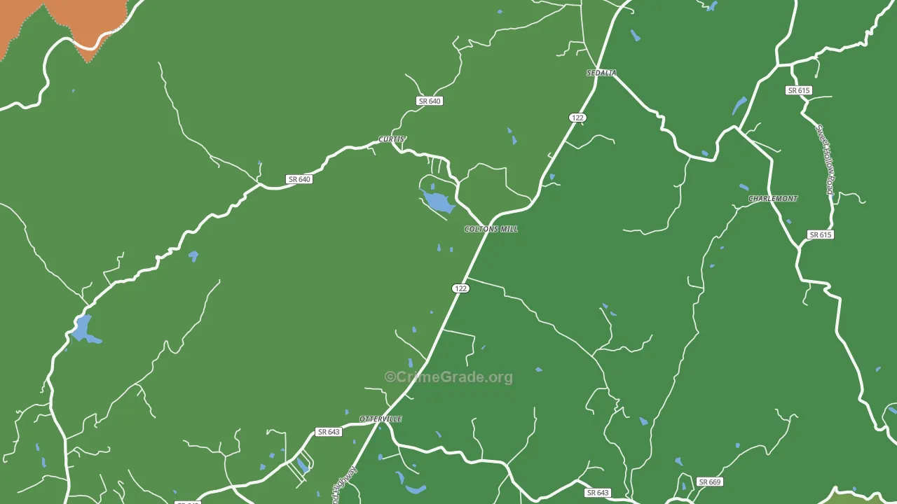 Coltons Mill, VA Map of Assault Rates