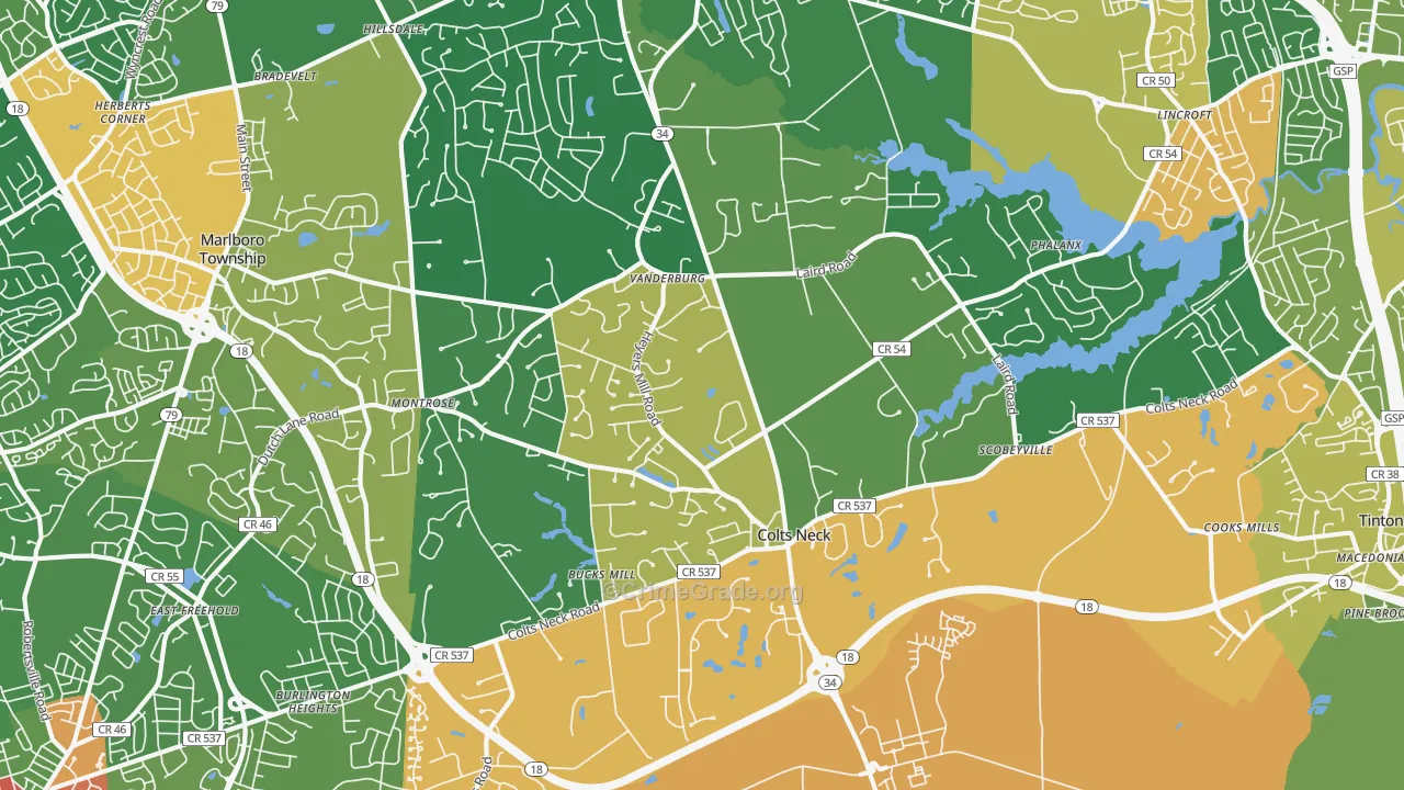 Colts Neck, NJ Map of Assault Rates
