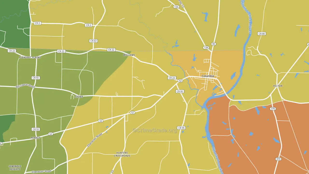 Columbia, AL Map of Assault Rates