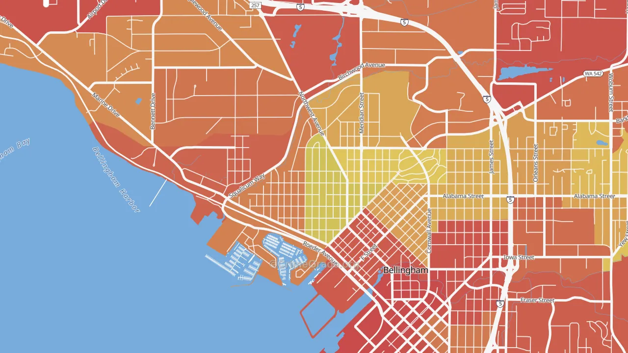 Columbia, Bellingham, WA Map of Assault Rates