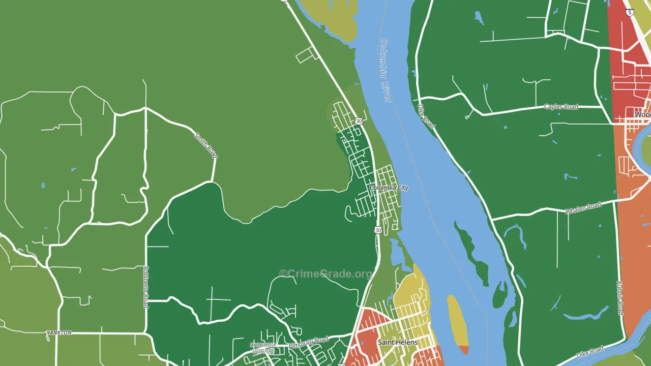 Columbia City, OR Map of Assault Rates