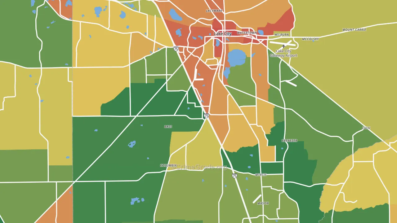Columbia County, FL Map of Assault Rates