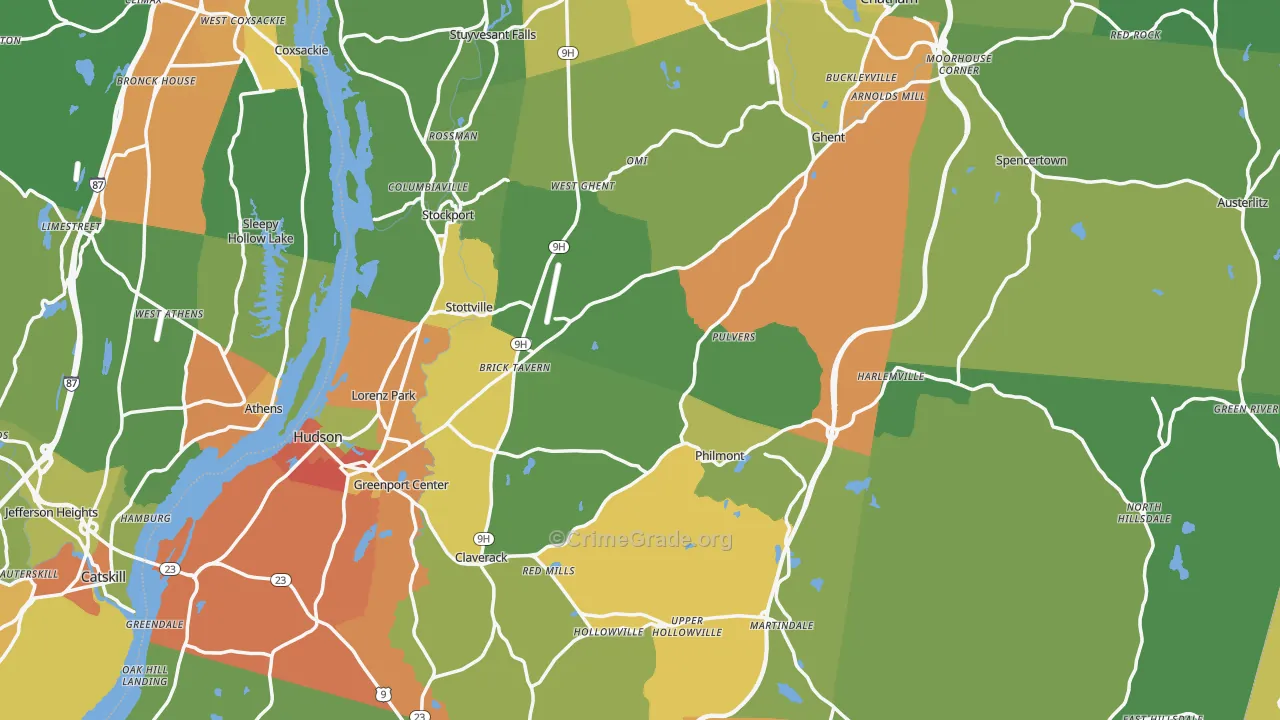 Columbia County, NY Map of Assault Rates