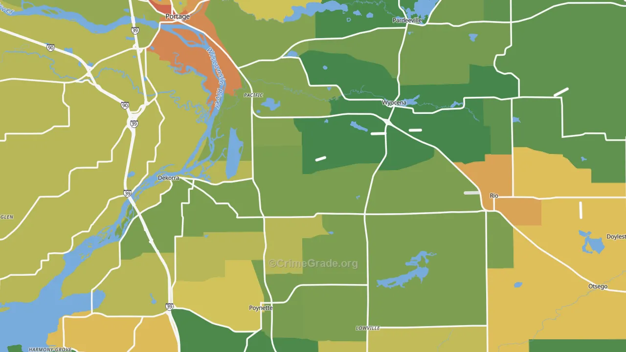Columbia County, WI Map of Assault Rates