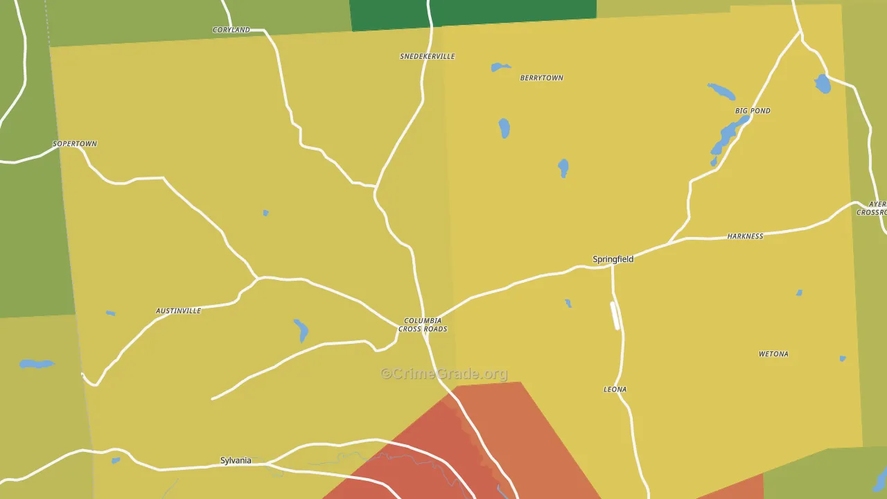 Columbia Cross Roads, PA Map of Assault Rates