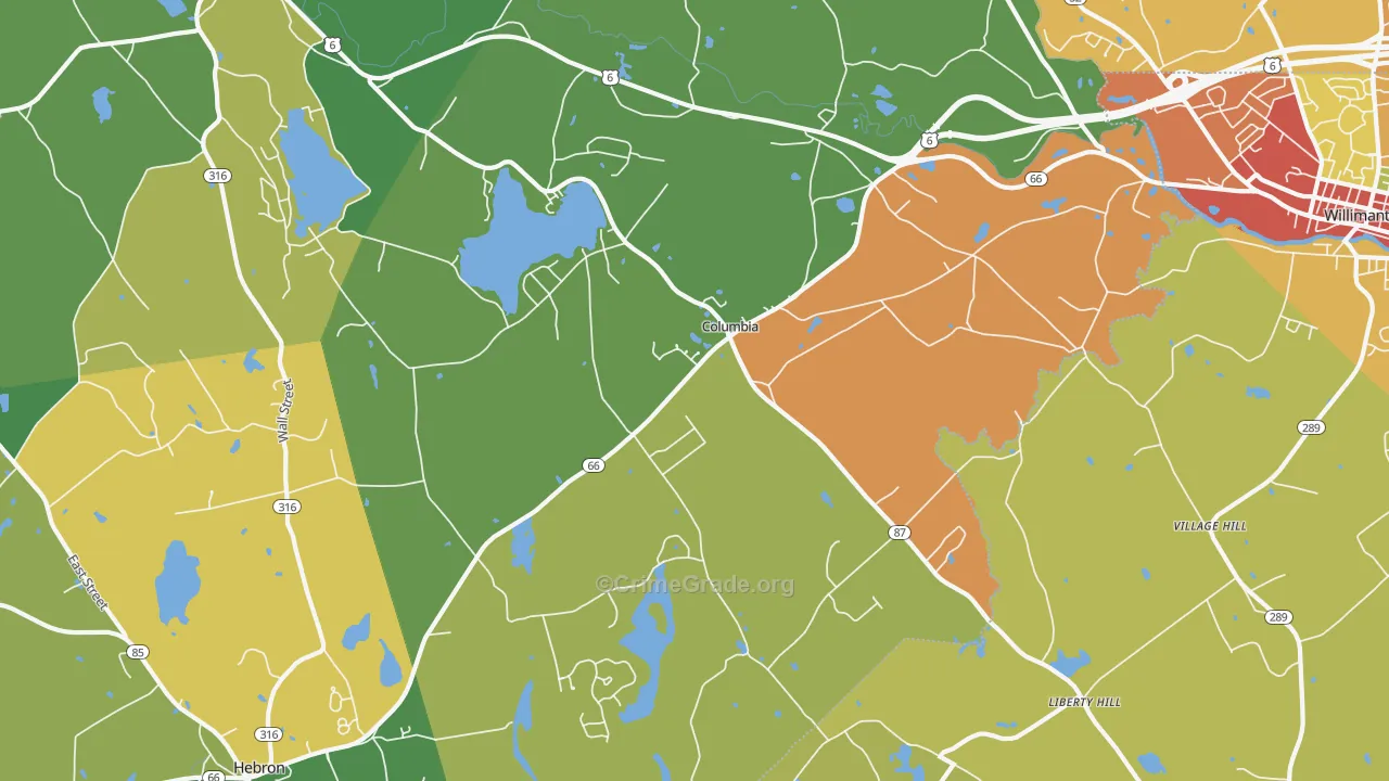 Columbia, CT Map of Assault Rates