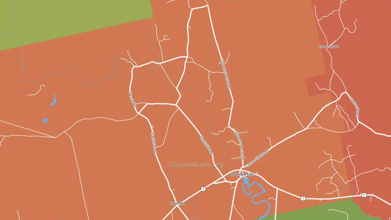 Columbia Falls, ME Map of Assault Rates