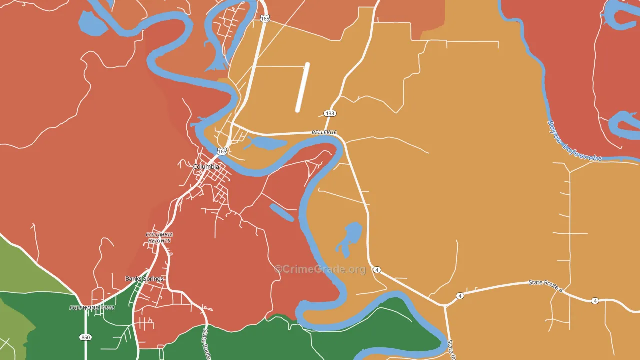 Columbia Heights, LA Map of Assault Rates