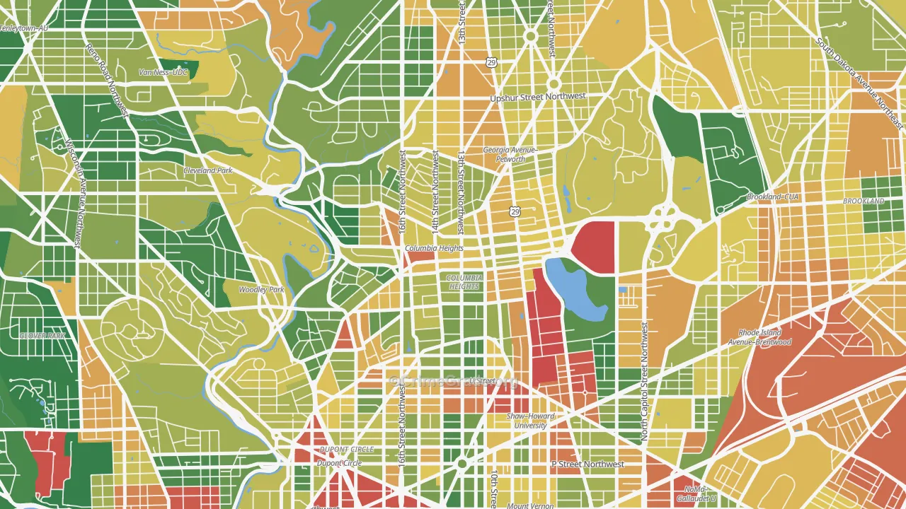 Columbia Heights, Washington, DC Map of Assault Rates
