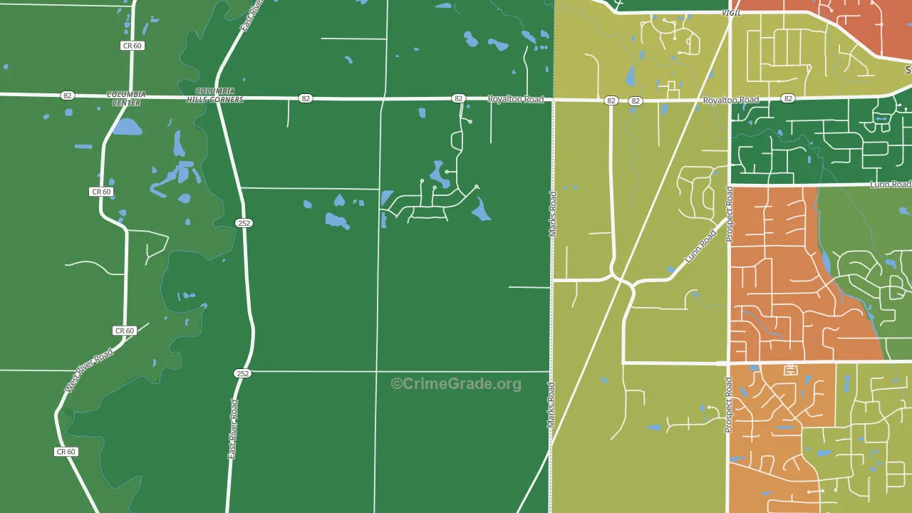 Columbia Hills Corners, OH Map of Assault Rates