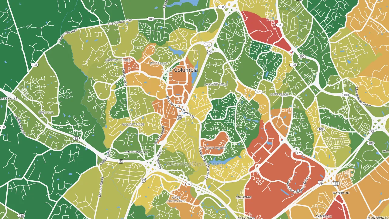 Columbia, MD Map of Assault Rates