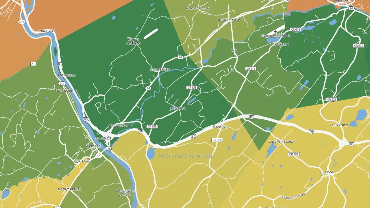 Columbia, NJ Map of Assault Rates