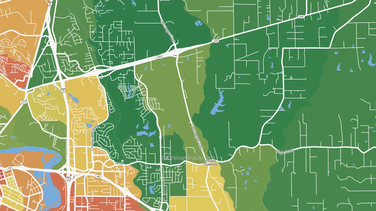 Columbia, Redding, CA Map of Assault Rates