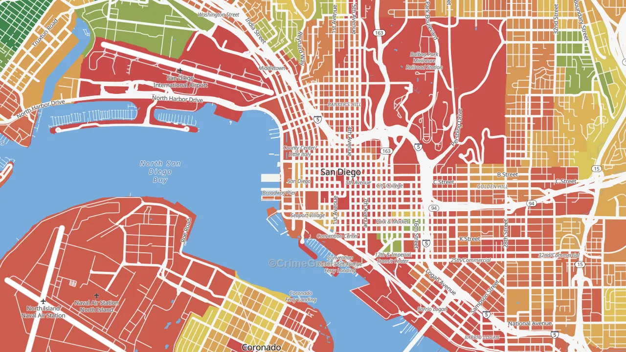 Columbia San Diego, San Diego, CA Map of Assault Rates