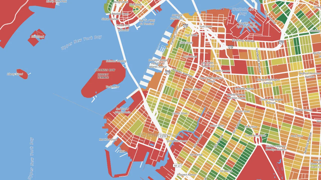 Columbia Street Waterfront District, Brooklyn, NY Map of Assault Rates