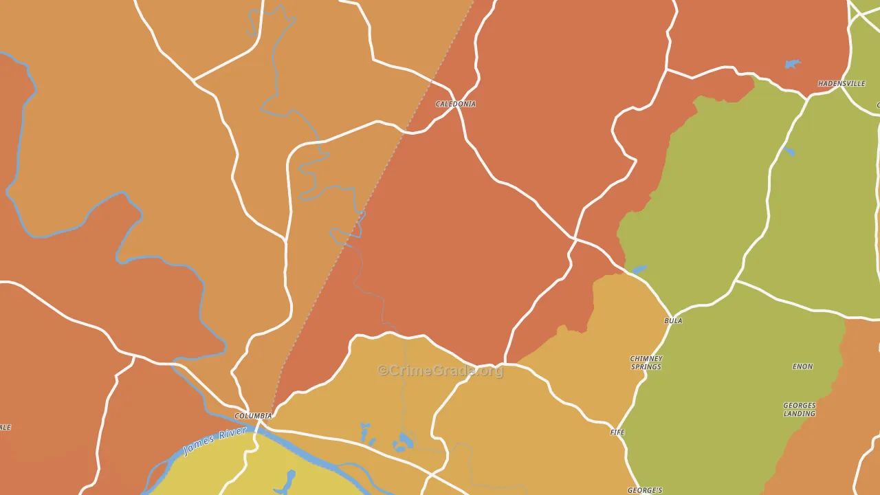Columbia, VA Map of Assault Rates