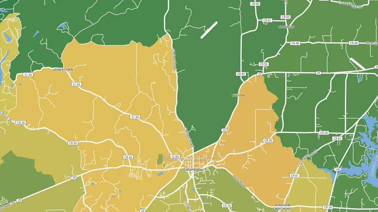Columbiana, AL Map of Assault Rates