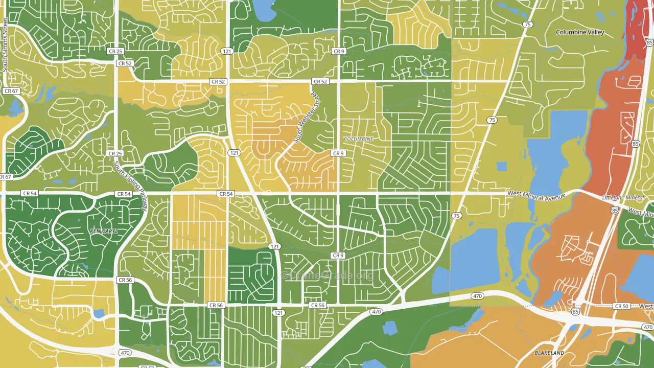 Columbine Knolls South, Columbine, CO Map of Assault Rates