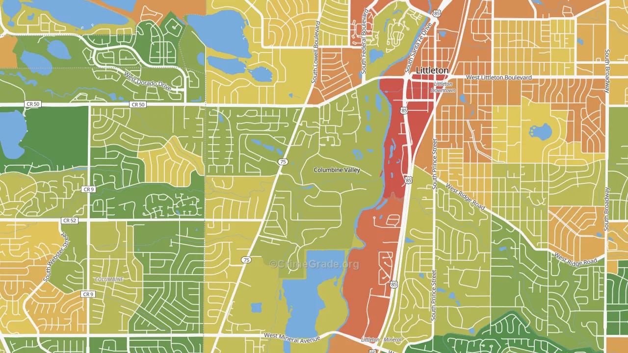 Columbine Valley, CO Map of Assault Rates