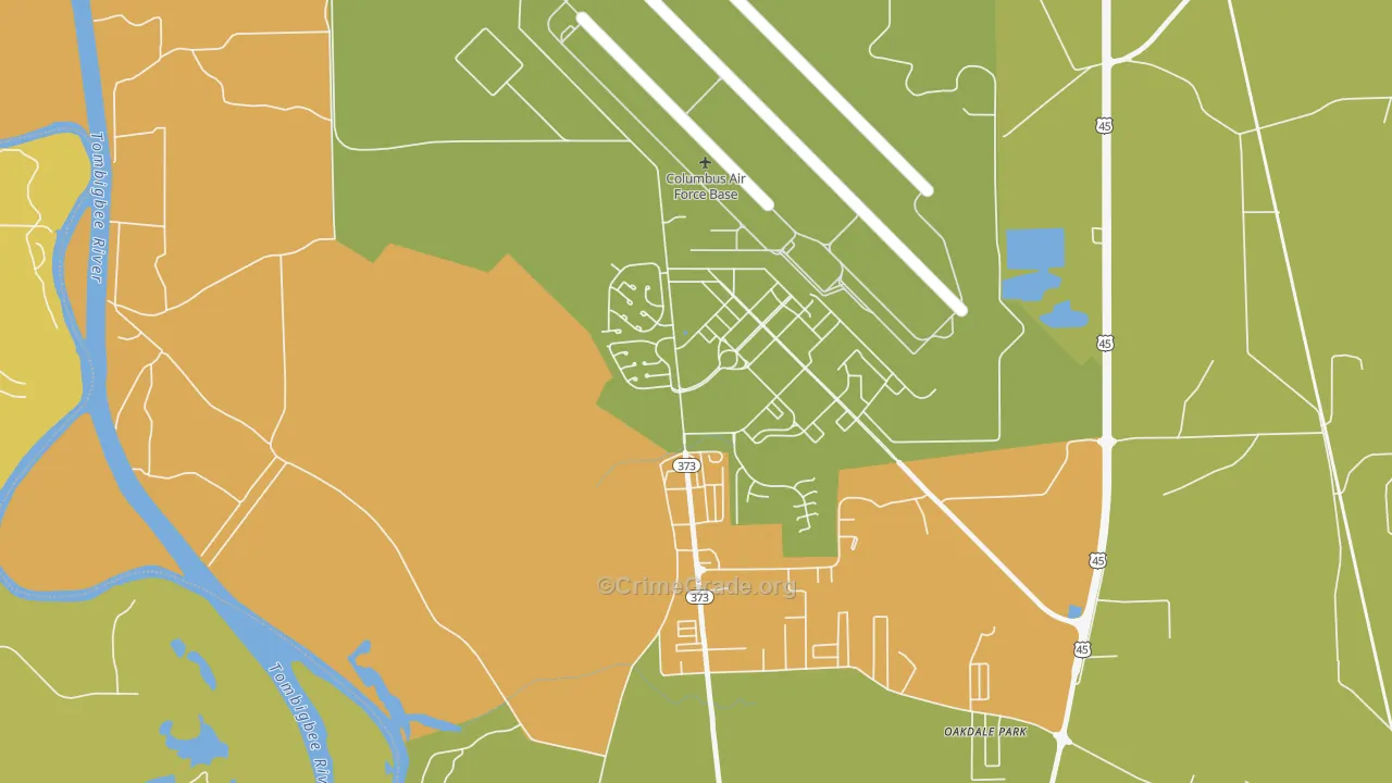 Columbus AFB, MS Map of Assault Rates