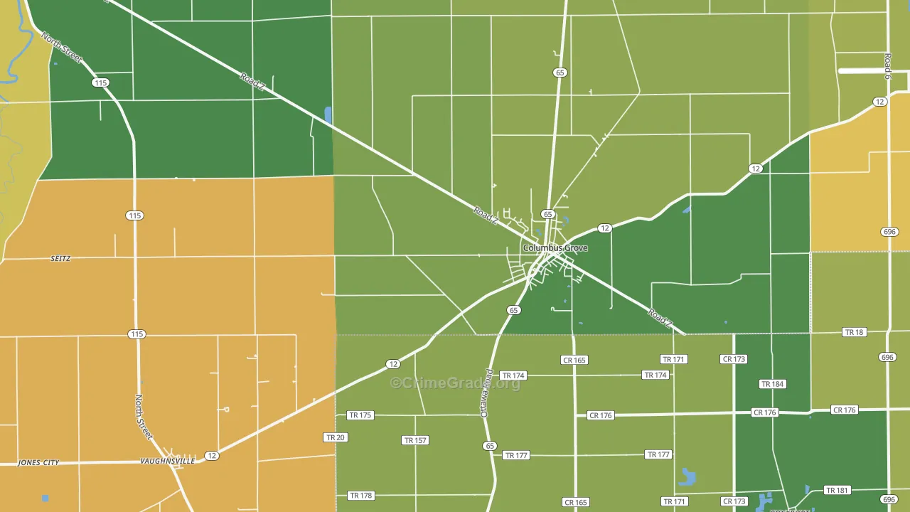 Columbus Grove, OH Map of Assault Rates