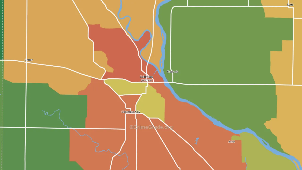 Columbus Junction, IA Map of Assault Rates