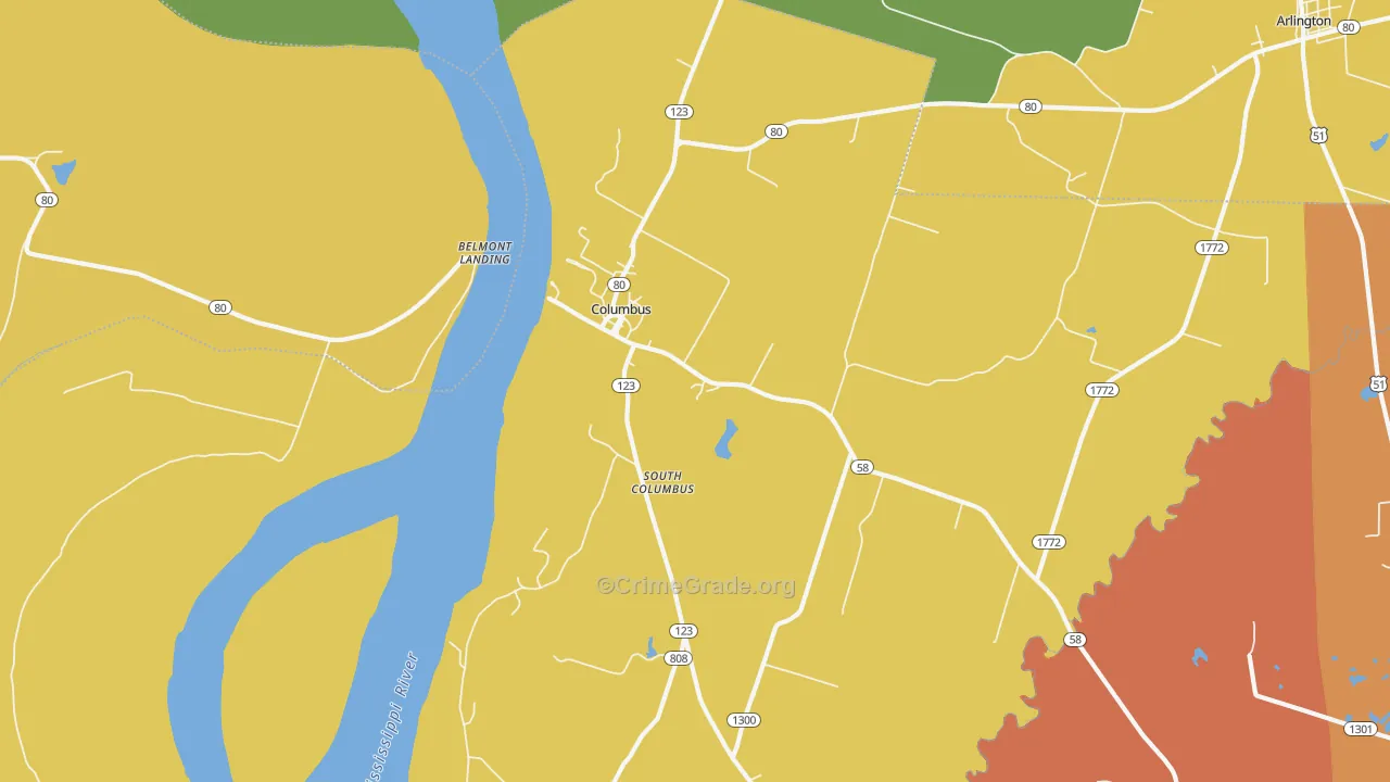 Columbus, KY Map of Assault Rates