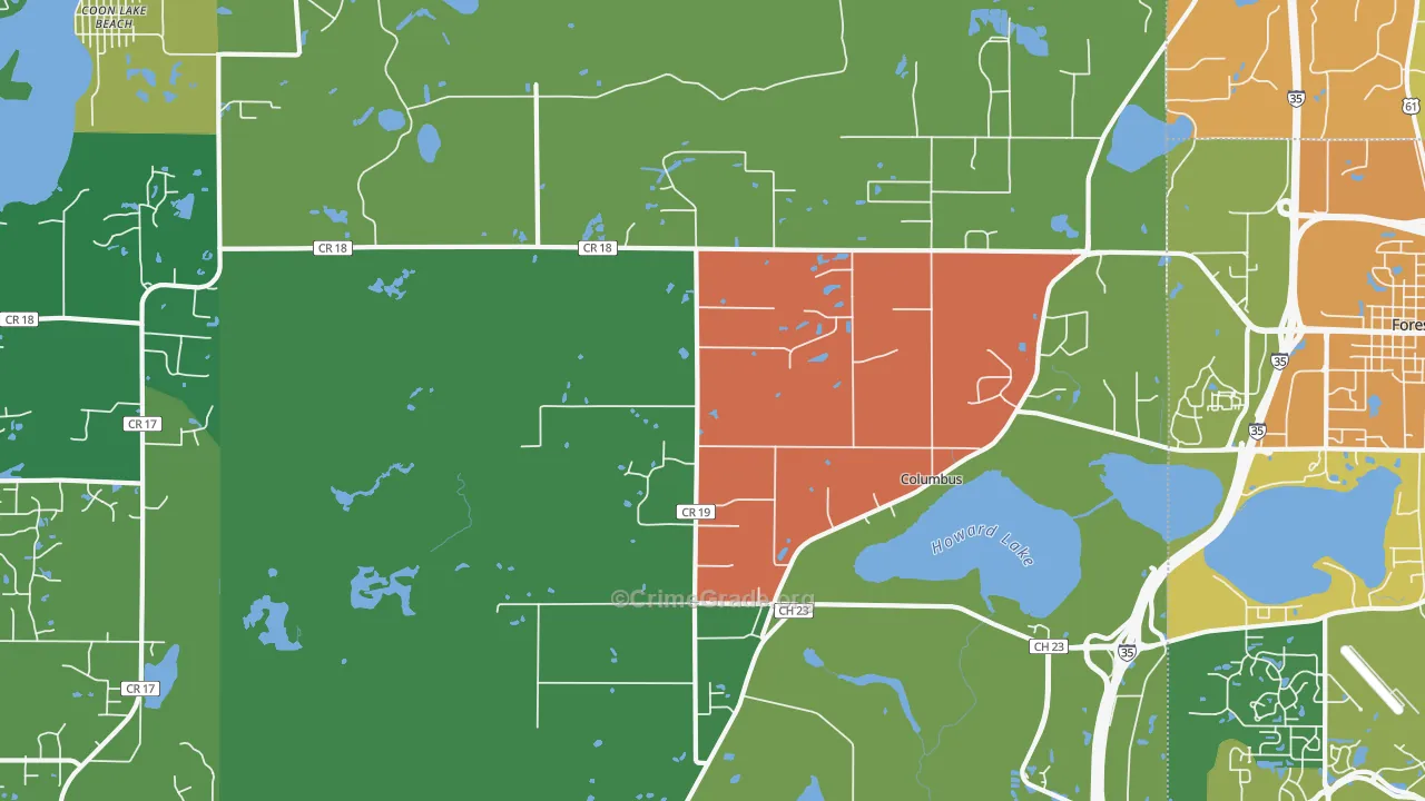 Columbus, MN Map of Assault Rates