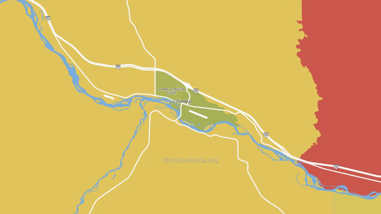 Columbus, MT Map of Assault Rates