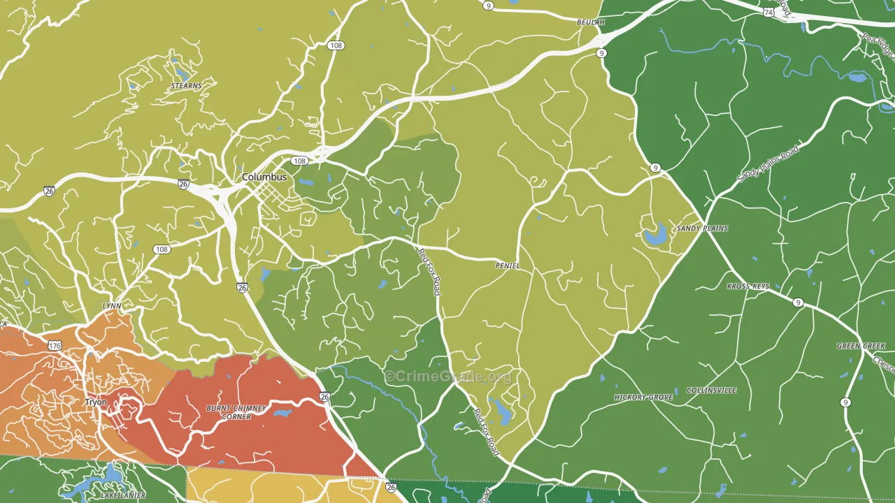 Columbus, NC Map of Assault Rates