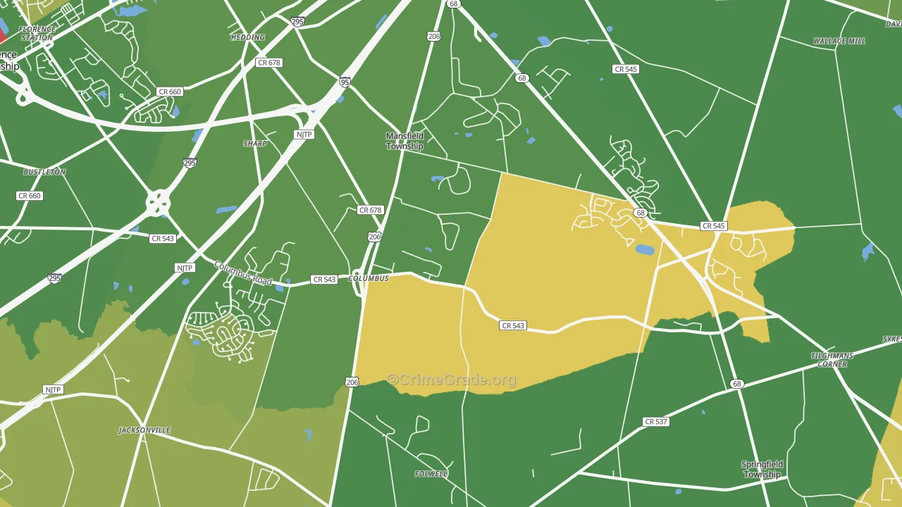 Columbus, NJ Map of Assault Rates