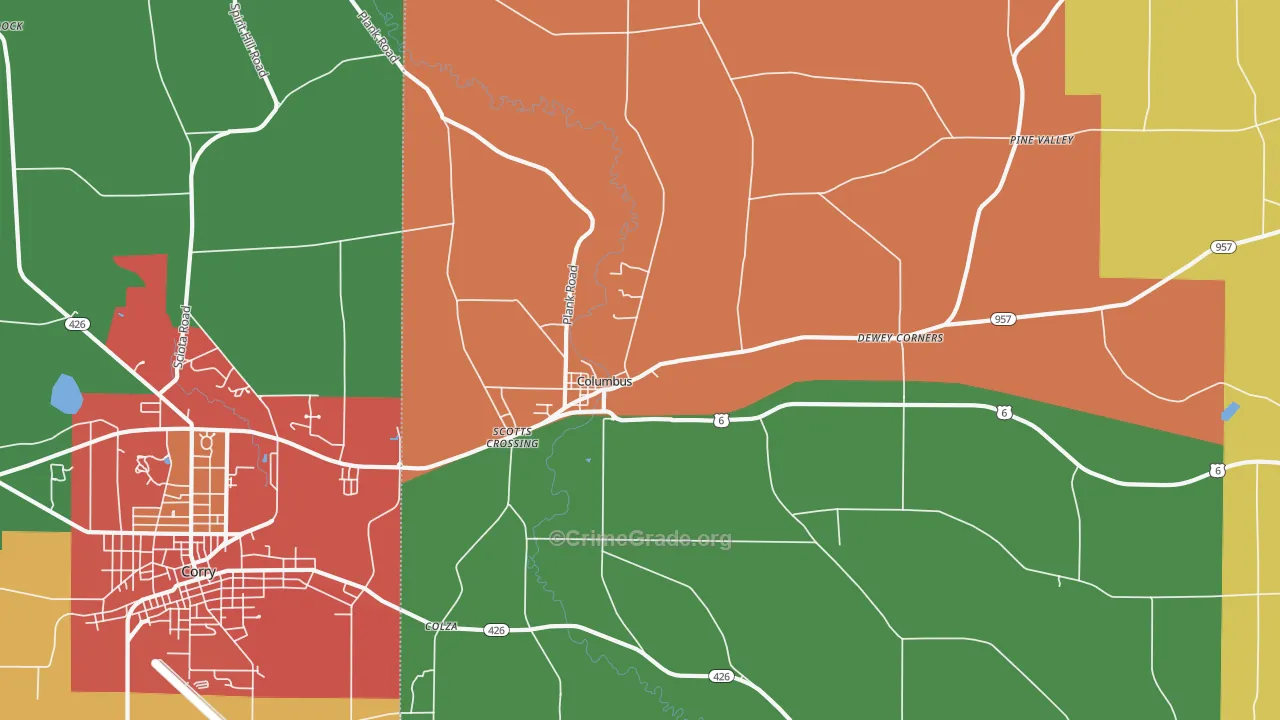 Columbus, PA Map of Assault Rates