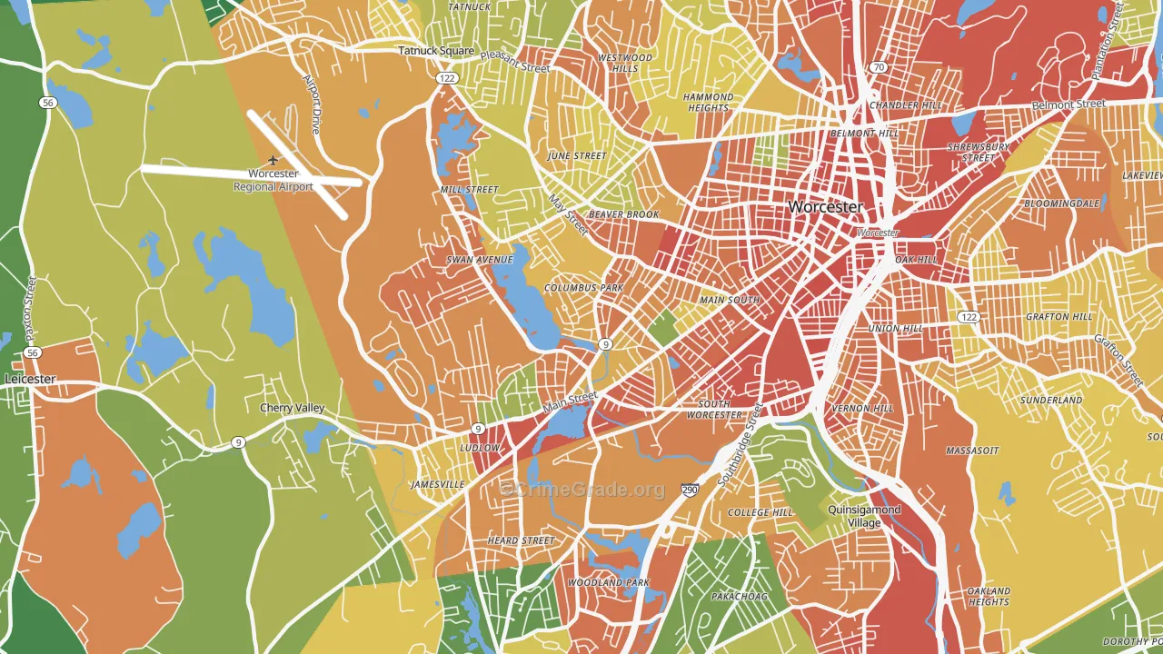 Columbus Park, Worcester, MA Map of Assault Rates