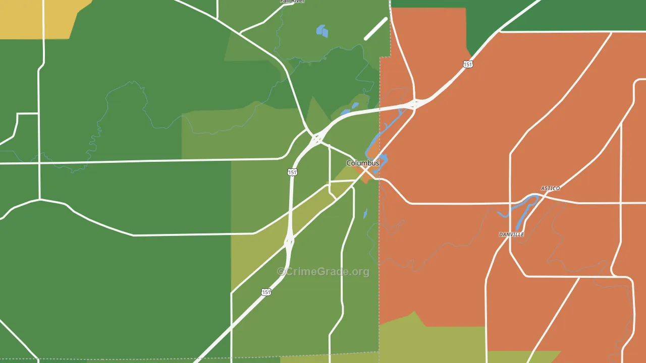 Columbus, WI Map of Assault Rates