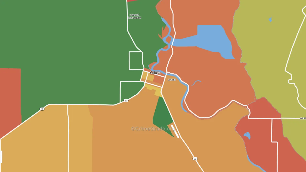 Colusa, CA Map of Assault Rates