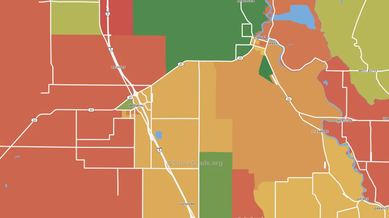 Colusa County, CA Map of Assault Rates