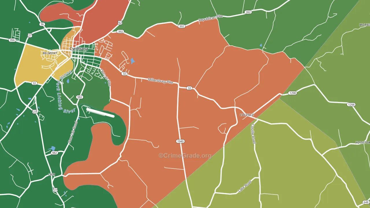 Colville, KY Map of Assault Rates