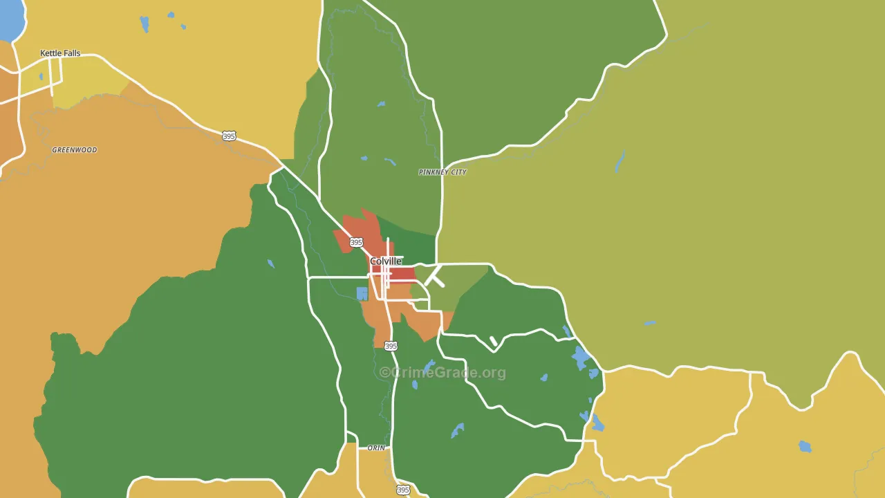 Colville, WA Map of Assault Rates
