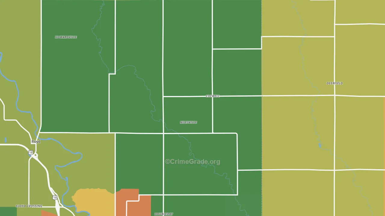 Colwell, IA Map of Assault Rates