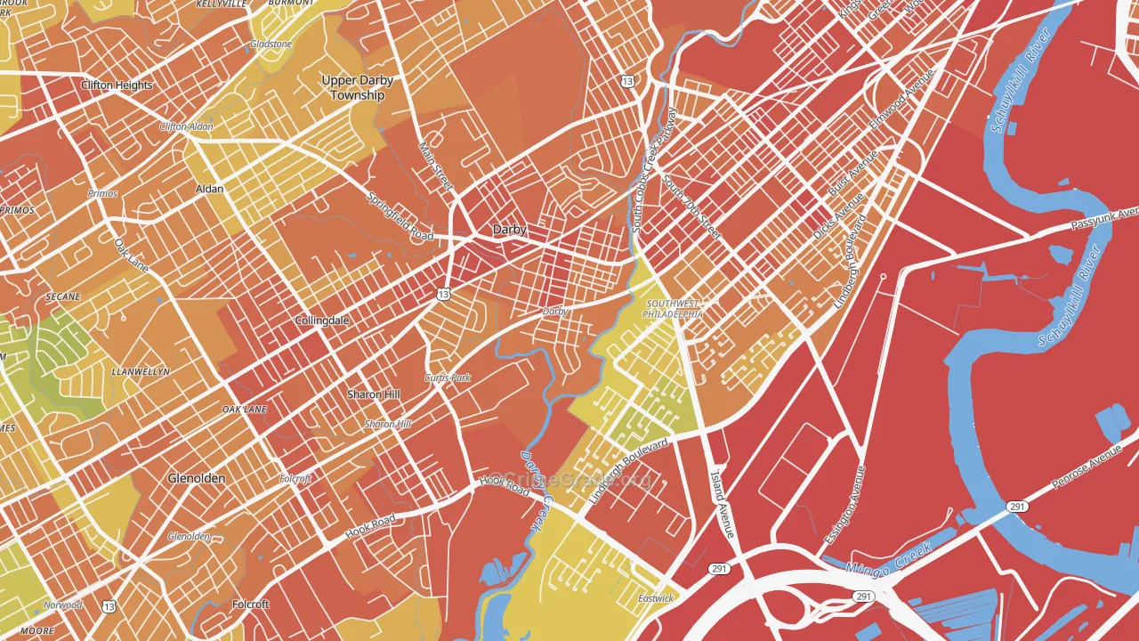 Colwyn, PA Map of Assault Rates