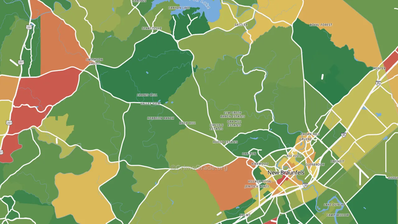 Comal County, TX Map of Assault Rates