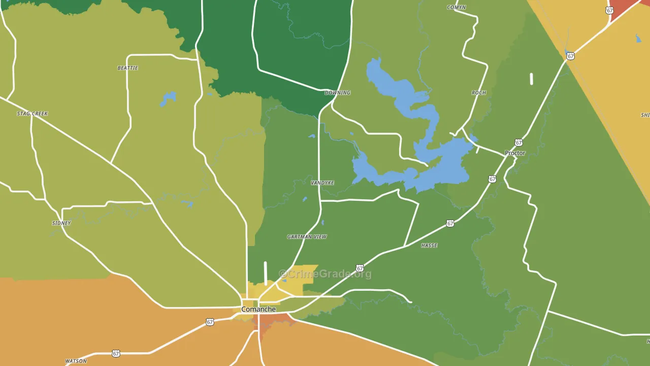 Comanche County, TX Map of Assault Rates