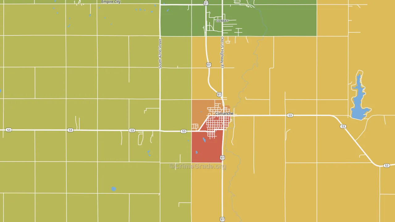 Comanche, OK Map of Assault Rates