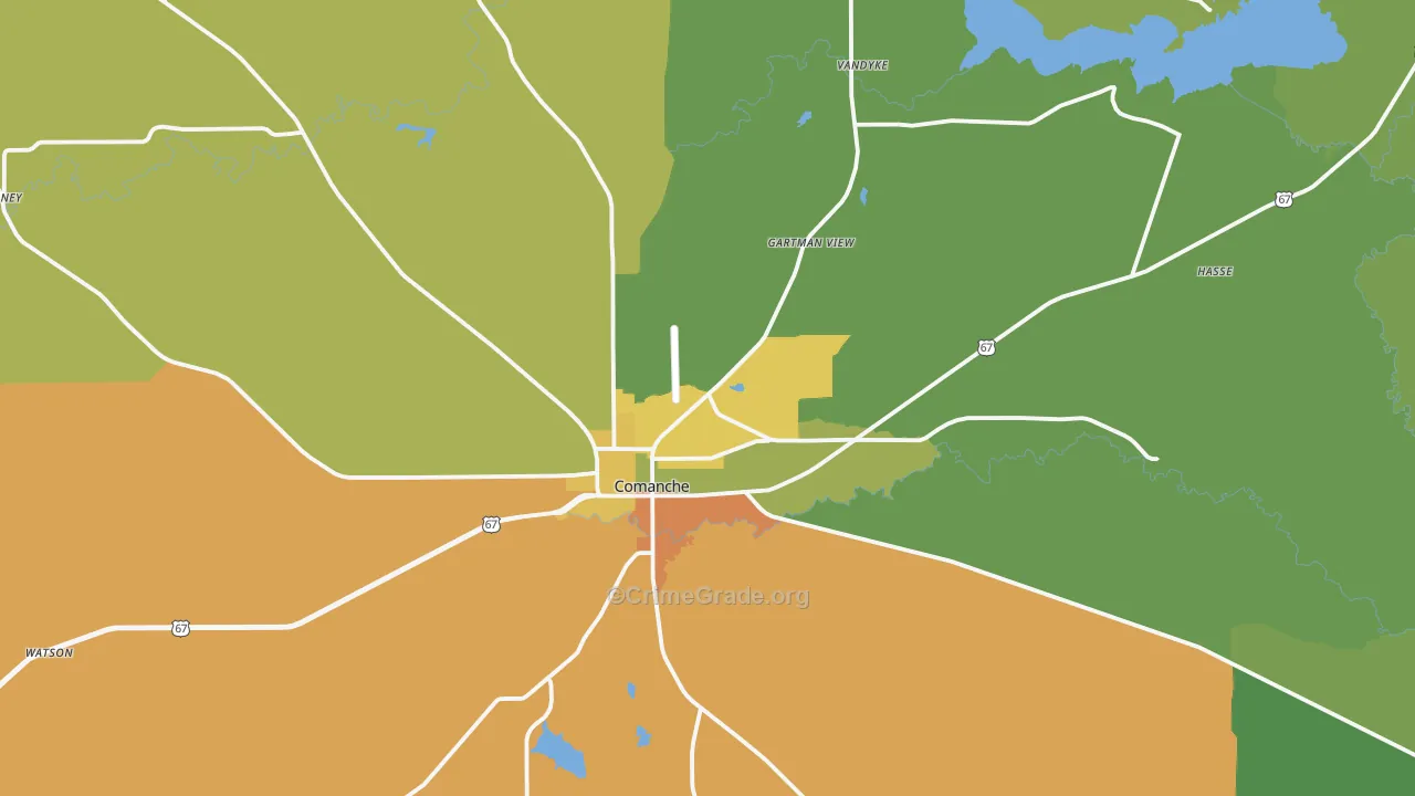 Comanche, TX Map of Assault Rates