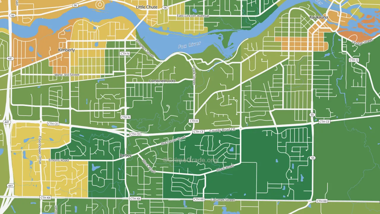 Combined Locks, WI Map of Assault Rates